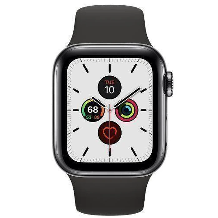 Apple Watch Series 5 (GPS) - 32GB - 44mm - Space Grey Aluminum Case with Black Rubber Sport Band by Apple - Refurbished - Good condition - US$116.99