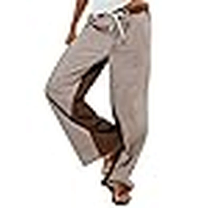 PEIHOT Low Rise Striped Pants for Women Baggy Wide Leg Jeans Trendy 2026 Pull On Drawstring Lounge Casual Sweatpants Coffee S by PEIHOT - Image 2
