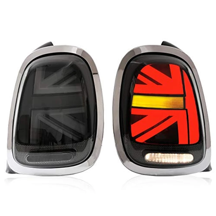 VLAND Tail lights Assembly Fit for BMW Mini Cooper F55 F56 F57 2014-2022, Union Jack Rear Lamp with DRL, Back light w/Sequential Turn Signal, Plug-and-play, Chromed Housing Smoked Lens by VLAND - Used - Like New condition - CA$199.25