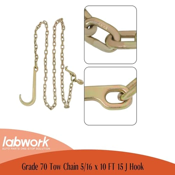 labwork Tow Chain 15 J Hook 5/16 x 10 FT Grade 70 Replacement for Mini J Hook Recovery Wrecker Axle by labwork - Image 6
