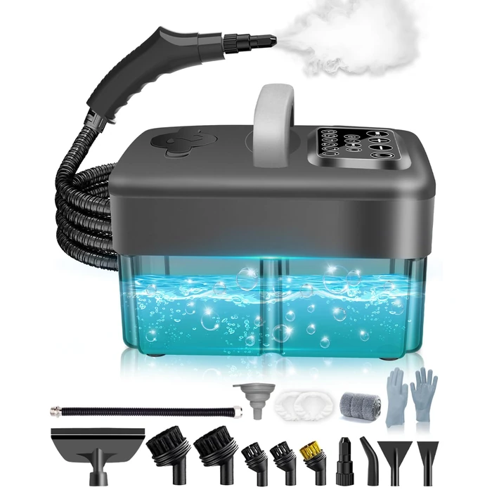 Mecmic Steam Cleaner for Home - 1600ML Water Tank 15s Heat-Up Portable Steamer for Cleaning, 6 Level Adjustable, 2500W, 45PSI, 250 degreesF Steam, Handheld Steam Cleaner for Car Detailing, Grease, Tile,Grout by mecmic - Used - Like New condition - US$90.57