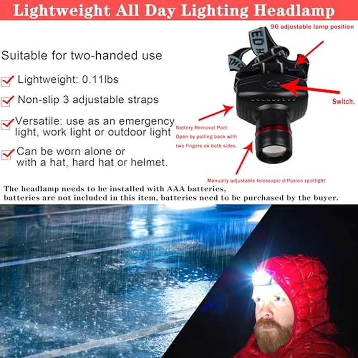 LIANXIN Car Emergency Roadside Tool Kit, Auto Emergency Kits Vehicles, with Jumper Cables kit，Car Safety Roadside Assistance Kit,Headlamp,Tow Straps,Safety Hammers,Rainwear,Gloves.Sky Blue by LIANXIN - Image 4