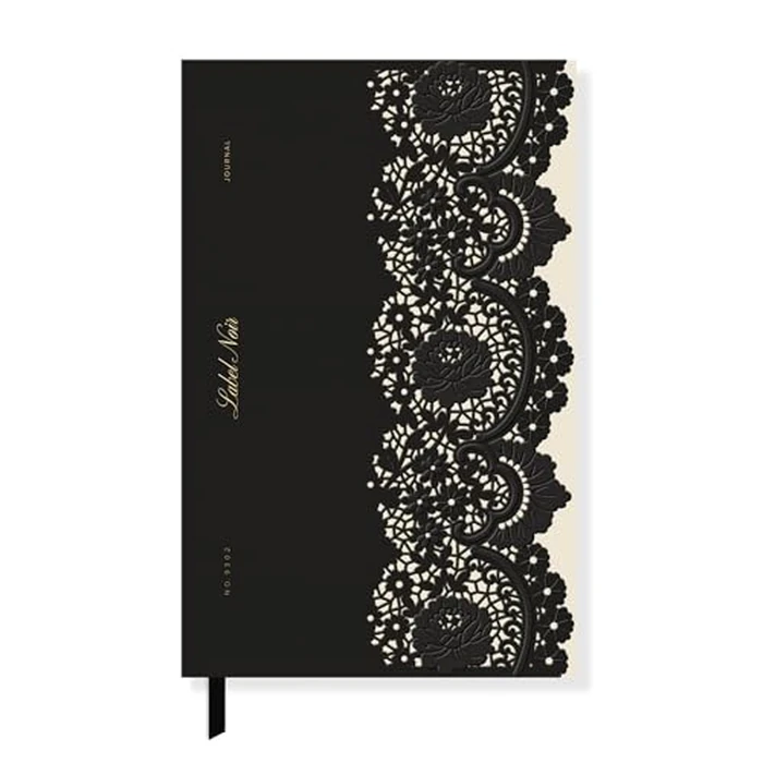 Fringe Studio Slim Paperback Journal w/Back Pocket, NOIR LACE, Approx. 5.75” w x 8.75” h, 120 Pg, Noir Collection (930PA002FSC) by Fringe - Used - Like New condition