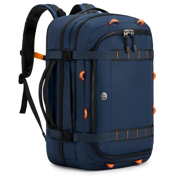 Tolaccea Travel Backpack, TSA Flight Approved Carry On Laptop Backpack for Women Men, Dual Laptop Storage for 17.3" and 15.6" Laptop, Large Luggage Backpack 40-45L Expandable (Navy Blue) by Tolaccea - Image 1