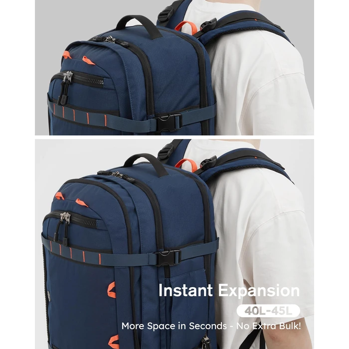 Tolaccea Travel Backpack, TSA Flight Approved Carry On Laptop Backpack for Women Men, Dual Laptop Storage for 17.3" and 15.6" Laptop, Large Luggage Backpack 40-45L Expandable (Navy Blue) by Tolaccea - Image 4
