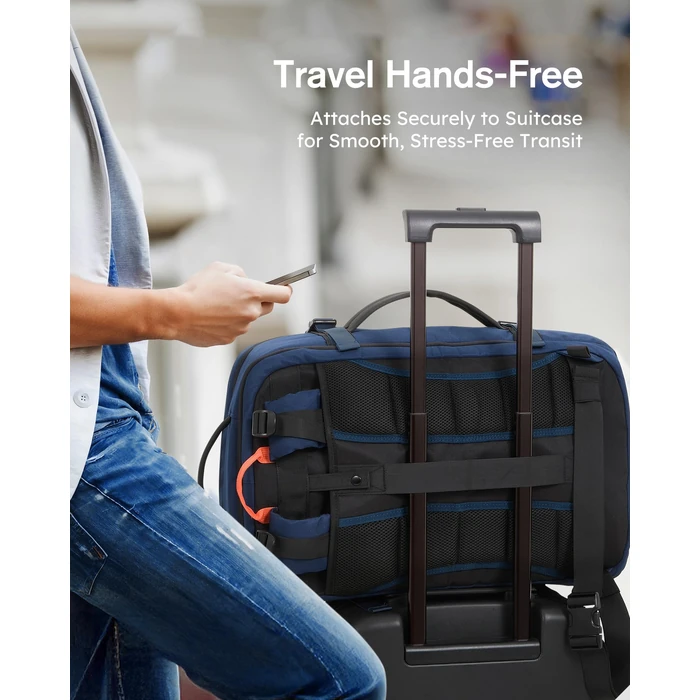 Tolaccea Travel Backpack, TSA Flight Approved Carry On Laptop Backpack for Women Men, Dual Laptop Storage for 17.3" and 15.6" Laptop, Large Luggage Backpack 40-45L Expandable (Navy Blue) by Tolaccea - Image 9