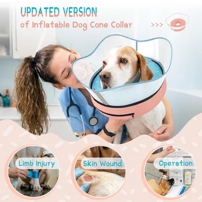 Supet Raised Inflatable Dog Cone Collar to Stop Licking, Soft Dog Cone Alternative After Surgery, Doggie Neck Donut Collar for Small Medium Large Dogs by Supet - Image 2