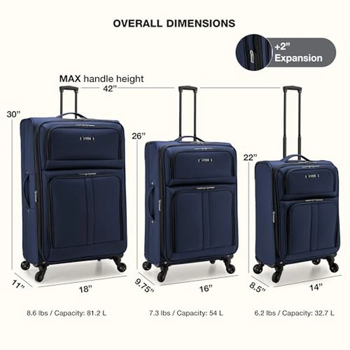 U.S. Traveler Anzio Softside Expandable Luggage with Spinner Wheels, Navy, 2-Piece Set (22/30) by U.S. Traveler - Image 2