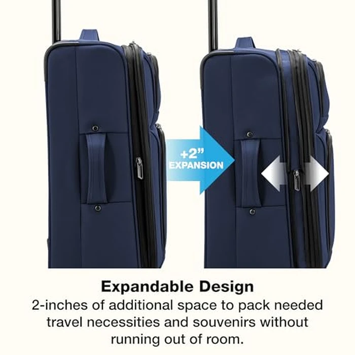 U.S. Traveler Anzio Softside Expandable Luggage with Spinner Wheels, Navy, 2-Piece Set (22/30) by U.S. Traveler - Image 3