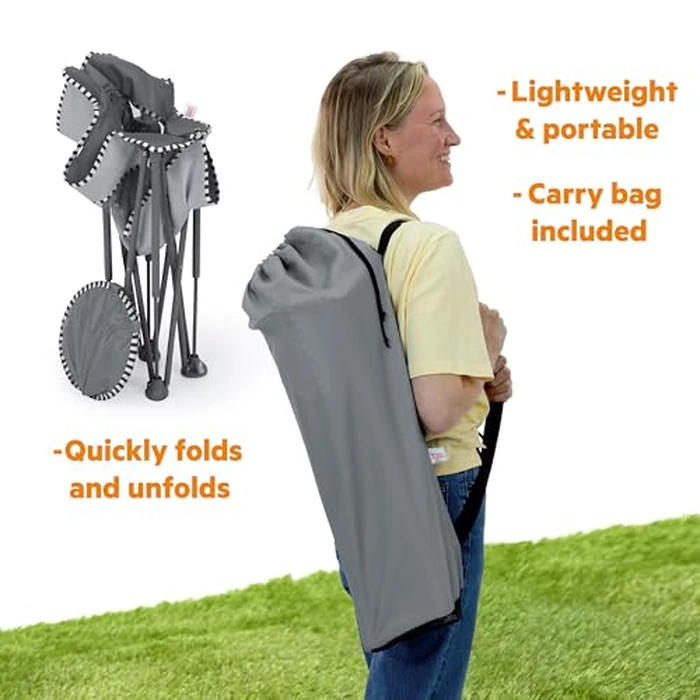 Bright Starts Pop 'N Chill Portable Infant Beach Chair, Travel Seat with UPF 50+ Canopy, Indoor/Outdoor Baby Seat, Grey, 0‑6 Months by Bright Starts - Image 6