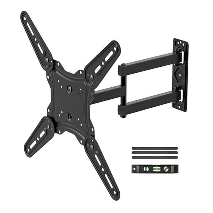 C-MOUNTS Full Motion TV Wall Mount for Most 26-60 inch Flat or Curved TVs, Single Articulating Arm TV Bracket with Extension,Tilt, Swivel, Leveling Adjustment, Max VESA 400x400mm up to 77 lbs by c-mounts - Image 1