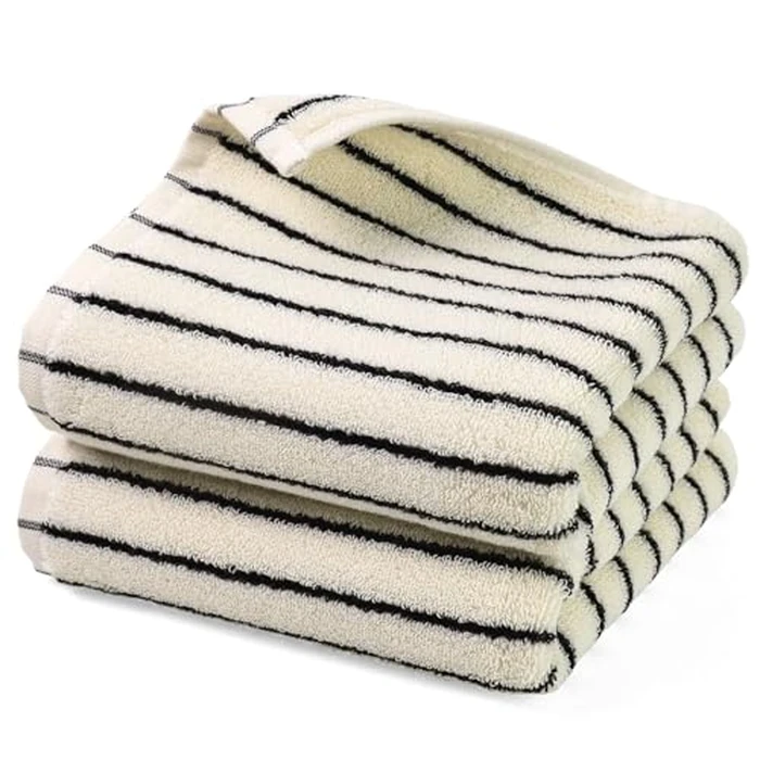 Jacquotha Black and White Striped Hand Towels for Bathroom, Vintage Kitchen Decor, Guest Use, Adults & Kids, Natural Cotton, 14” x 29” by Jacquotha - Image 1