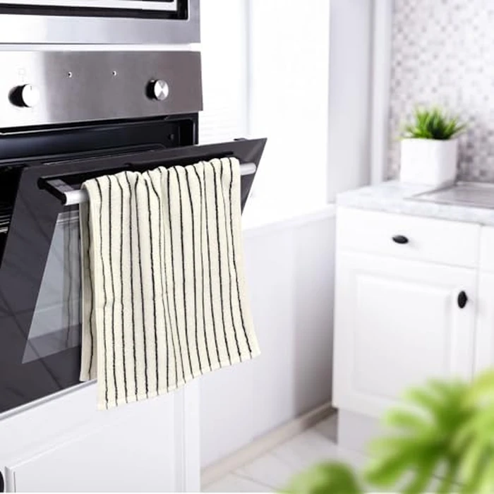 Jacquotha Black and White Striped Hand Towels for Bathroom, Vintage Kitchen Decor, Guest Use, Adults & Kids, Natural Cotton, 14” x 29” by Jacquotha - Image 2