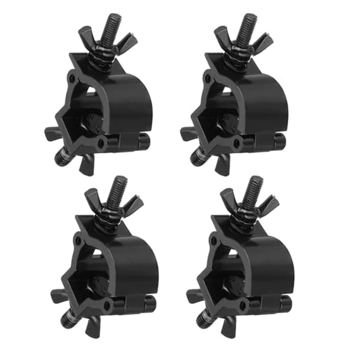 uxcell Light Truss Clamps, Aluminum Alloy Stage Lighting Pipe O Clamp for 0.71-0.83inch OD Tube Max Load 15lb Single Buckle, Black 4Pcs by uxcell - Image 1