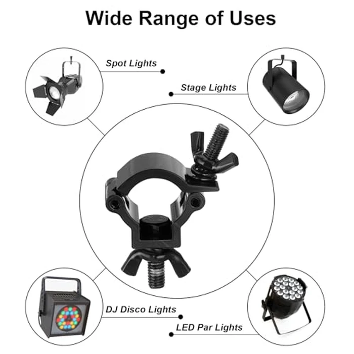 uxcell Light Truss Clamps, Aluminum Alloy Stage Lighting Pipe O Clamp for 0.71-0.83inch OD Tube Max Load 15lb Single Buckle, Black 4Pcs by uxcell - Image 6