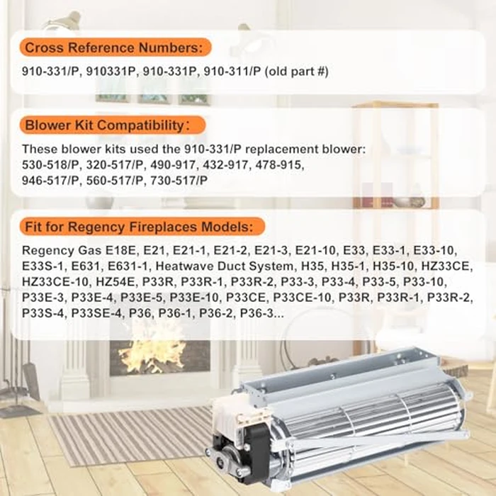 Criditpid 910-331/P Blower Fan for Regency U39, U38, P36, U32, U31, U35, P33, P36D, P48, E33 Fireplace, Replacement 910-331P, 910-331/P Fireplace Blower Motor Fan for Regency Gas Fireplaces Insert. by Criditpid - Image 3