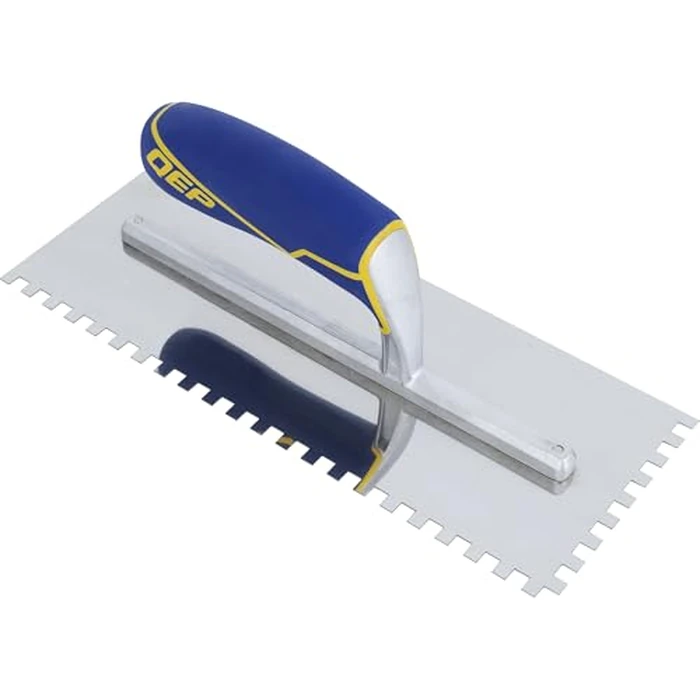 QEP 49915-12 Comfort Grip Stainless Steel Trowel Square Notch, 1/4" x 1/4" x 1/4" by QEP - Image 1