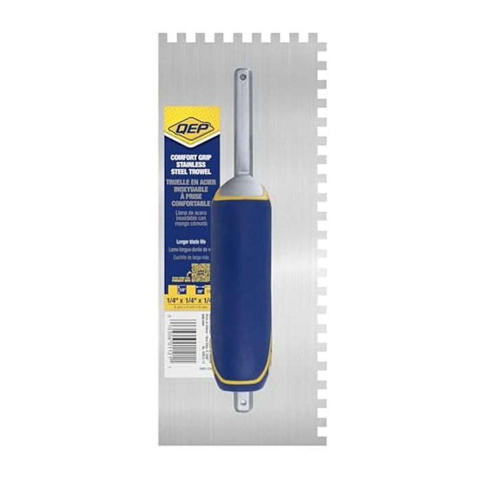 QEP 49915-12 Comfort Grip Stainless Steel Trowel Square Notch, 1/4" x 1/4" x 1/4" by QEP - Image 3
