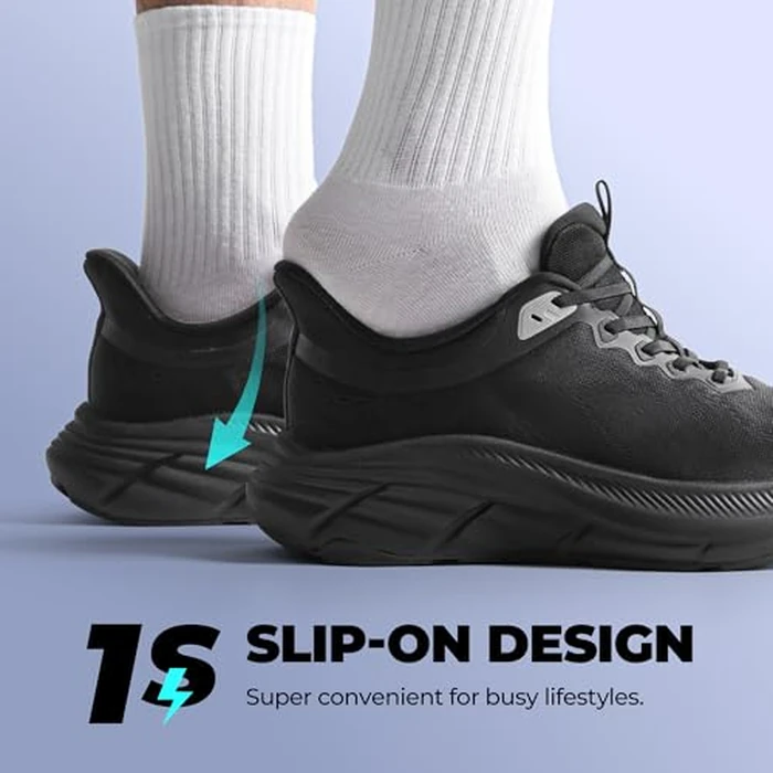 NORTIV 8 Men's Slip On Walking Shoes Cushioning Hands Free Non Slip Comfortable Workout Running Tennis Gym Athletic ActiveBreeze Fashion Sneakers,Size 10,All Black,SNRS24008M-L by NORTIV 8 - Image 4