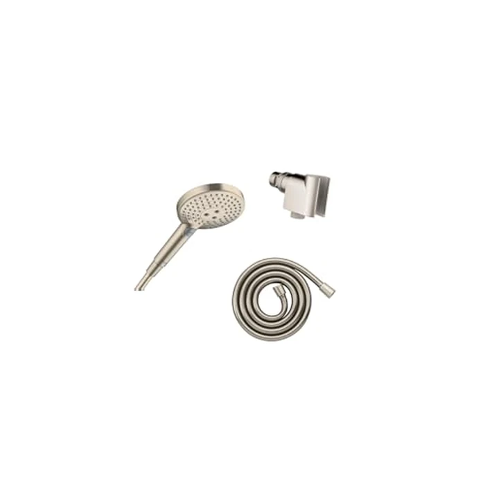 hansgrohe Raindance Select S Adjustable 5-inch Handheld Shower Head Set Modern 3 Spray PowderRain, Full and Massage Easy Install with Hose in Brushed Nickel, 2.5 GPM, 04913820 by Hansgrohe - Used - Like New condition - CA$333.23