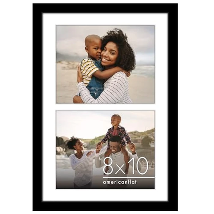 Americanflat 8x10 Double Picture Frame with Shatter-Resistant Glass - Fits Two 8x10 Photos or use as One 12x18 Poster Frame - Signature Collection - Collage Frames for Wall Display - Black by Americanflat - Image 1