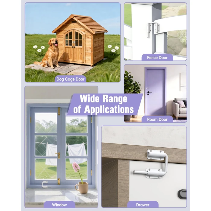 Anobeyi Multi-Angle Sliding Door Loop Lock, 90/180 Degree Aluminum Alloy Patio Lock Latch for Single/Double Barn Door, Window, Closet, Fence, Shed - Home Security U-Bolt Locks (White-2PCS) by Anobeyi - Image 7