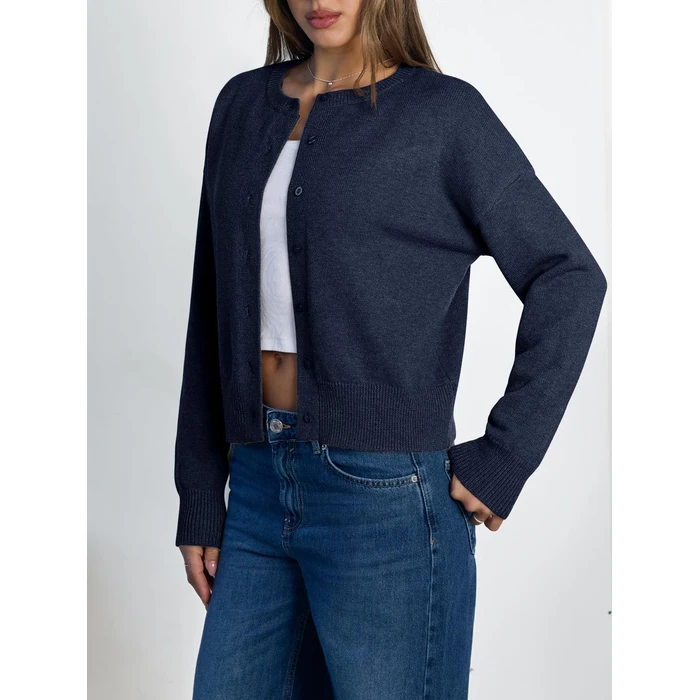 LILLUSORY Womens Cropped Cardigan Sweaters Lightweight Crop Knit Y2k Outfits Fashion Button Up Clothes Navy L by LILLUSORY - Image 3