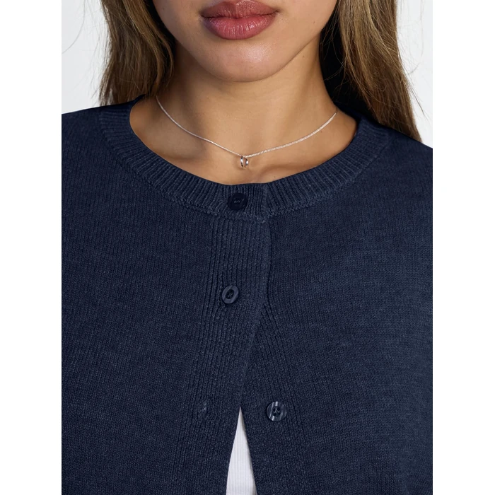 LILLUSORY Womens Cropped Cardigan Sweaters Lightweight Crop Knit Y2k Outfits Fashion Button Up Clothes Navy L by LILLUSORY - Image 5