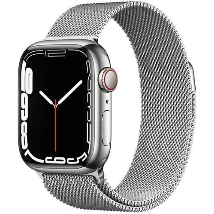 Apple Watch Series 7 (Cellular + GPS) - 32GB - 45mm - Silver Stainless Steel Case with Silver Stainless Steel Milanese Loop Band by Apple - Image 1