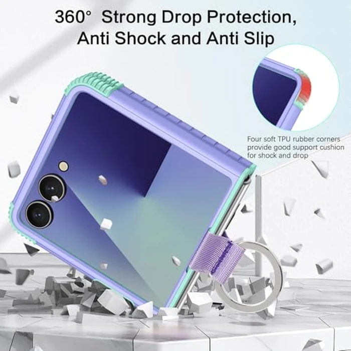 BENTOBEN for Samsung Galaxy Z Flip 7 5G Case with Ring, Heavy Duty 2 in 1 Full Body Rugged Galaxy Z Flip7 Case Girls Women Boy Men Shockproof Protection Cases Cover for Samsung Z Flip 7 6.9”, Purple by BENTOBEN - Image 2