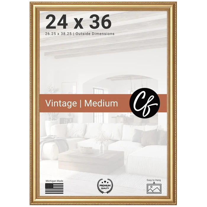 Craig Frames 24x36 Picture Frame - Victoria Ornate Gold 1.5 Inch Wide Solid Wood Moulding, Vintage Decorative Finish, Includes Plexiglass and Backing, Wall Display Frame for Art, Posters, or Photos by Craig Frames - Image 1