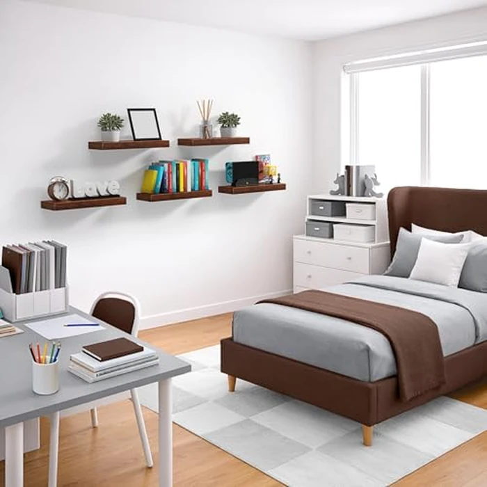 Sorbus Floating Shelves for Wall - 16 Inch Floating Shelf for Kitchen, Bedroom, Living Room, Bathroom, Home & Wall Decor - Mounted Bathroom Shelves with Invisible Brackets (Walnut, 2 Pack) by Sorbus - Image 6