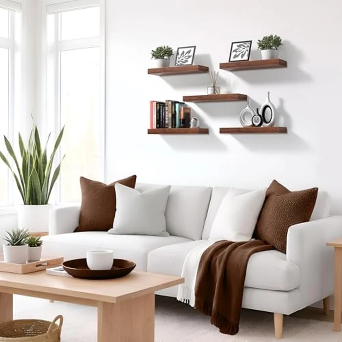 Sorbus Floating Shelves for Wall - 16 Inch Floating Shelf for Kitchen, Bedroom, Living Room, Bathroom, Home & Wall Decor - Mounted Bathroom Shelves with Invisible Brackets (Walnut, 2 Pack) by Sorbus - Image 7