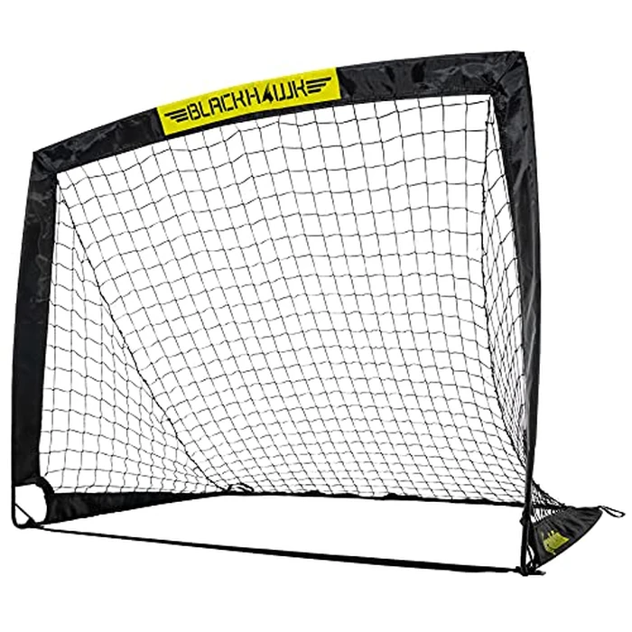 Franklin Sports Blackhawk Backyard Soccer Goal - Portable Kids Soccer Net - Pop Up Folding Indoor + Outdoor Goals - 4' x 3' - Black by Franklin Sports - Used - Very Good condition
