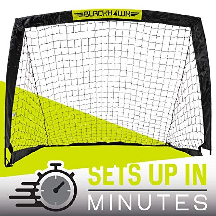Franklin Sports Blackhawk Backyard Soccer Goal - Portable Kids Soccer Net - Pop Up Folding Indoor + Outdoor Goals - 4' x 3' - Black by Franklin Sports - Image 4