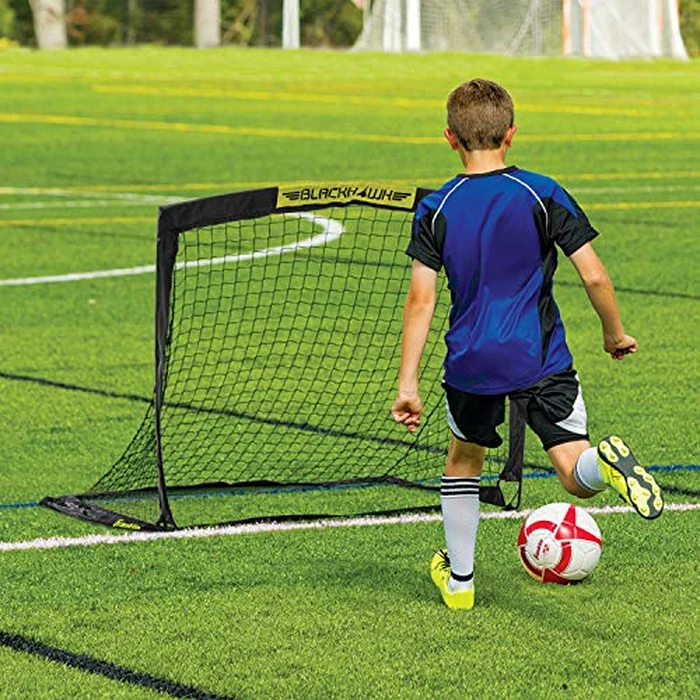 Franklin Sports Blackhawk Backyard Soccer Goal - Portable Kids Soccer Net - Pop Up Folding Indoor + Outdoor Goals - 4' x 3' - Black by Franklin Sports - Image 8