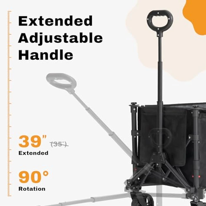 Overmont 3 in 1 Collapsible Wagon Cart - Ultra-Compact & Lightweight Foldable Wagon with All Terrain Wheels - 120L Folding Utility Wagon Portable for Grocery Camping Shopping Garden Sports by OVERMONT - Image 6