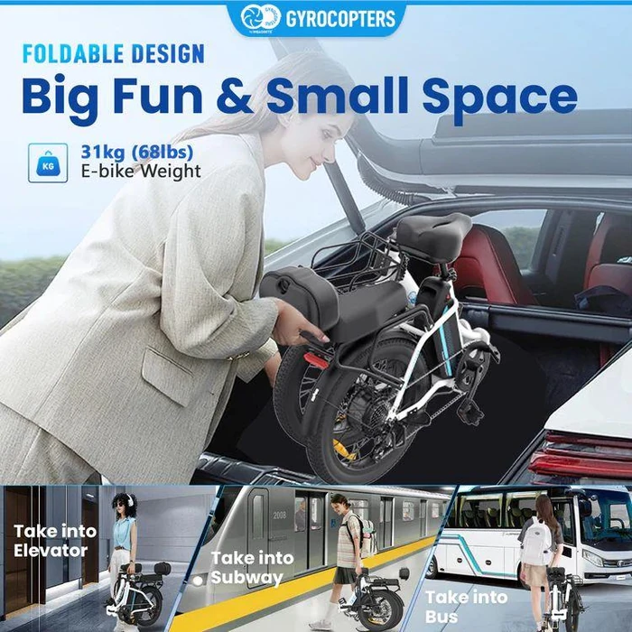 Gyrocopters iCaddy Foldable Electric Bike - White by Gyrocopters - Image 4