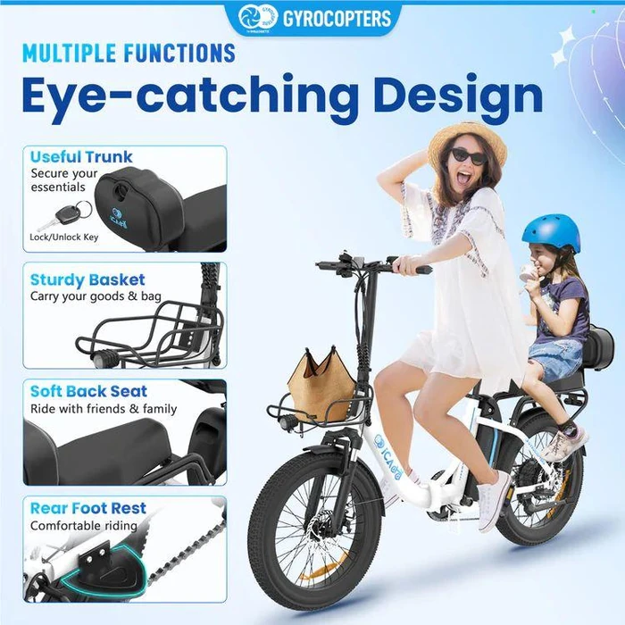 Gyrocopters iCaddy Foldable Electric Bike - White by Gyrocopters - Image 5