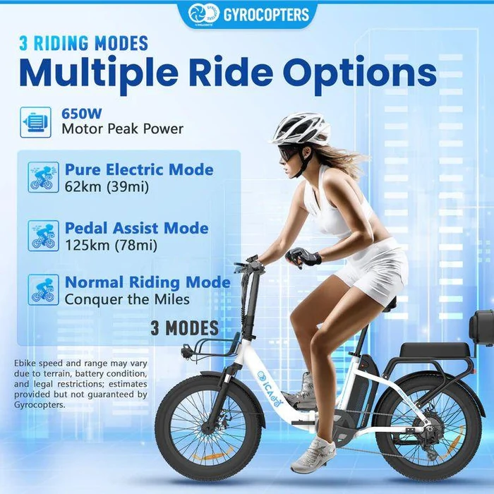 Gyrocopters iCaddy Foldable Electric Bike - White by Gyrocopters - Image 6