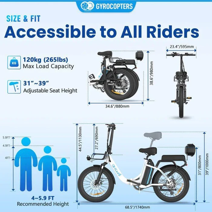 Gyrocopters iCaddy Foldable Electric Bike - White by Gyrocopters - Image 7
