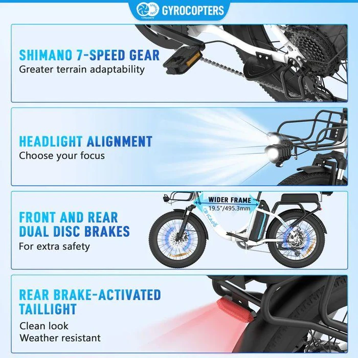 Gyrocopters iCaddy Foldable Electric Bike - White by Gyrocopters - Image 8
