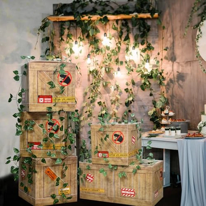 Bucherry Dinosaur Party Decorations, 6 Pcs Dinosaur Theme Boxes 12x12x12 Inch, Dino Birthday Centerpieces Table Decor for Dino Party Favors Supplies Baby Shower Decorations(Light Brown) by Bucherry - Image 5