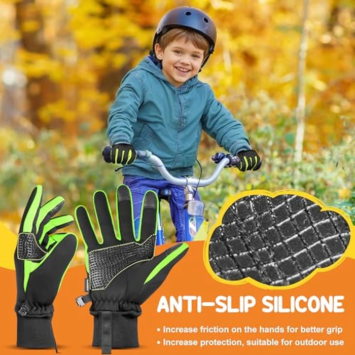 Sukeen Kids Winter Gloves, Soft Warm Touchscreen Anti-Slip Gloves for Kids Boys Girls Cycling Running Sports Outdoor, Green, S by Sukeen - Image 4