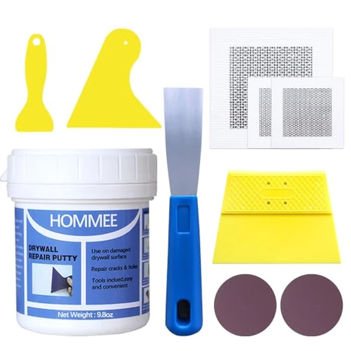 Drywall Repair Kit,Drywall Hole Patch Repair Kit,Wall Spackle Paste 9.8OZ to Fix Wall Surface Holes and Creak Damage with White Wall Repair Putty,Scraper,Sanding Pad Fill Quick and Easy Solution by HOMMEE - Used - Very Good condition - US$7.12