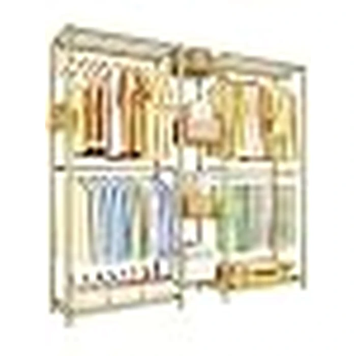 Ulif E4 Clothes Rack, Heavy-Duty Garment Rack, Metal Freestanding Clothing Organization Storage System Can Be L-Shaped with Shelves and Hangers, Max Load 962lbs, 71.6" W x 14.5" D x 79.3" H, Gold by Ulif - Image 3