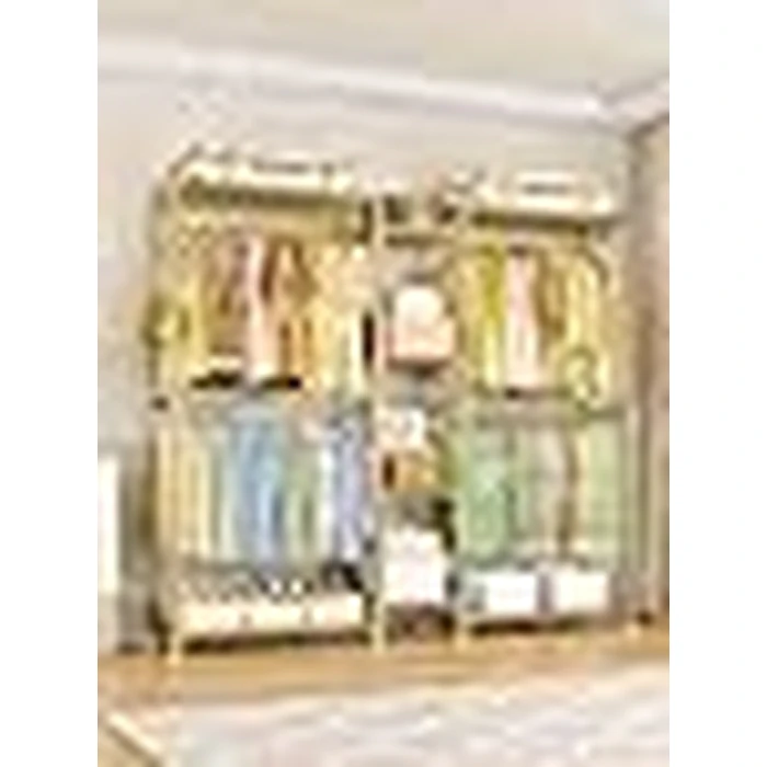 Ulif E4 Clothes Rack, Heavy-Duty Garment Rack, Metal Freestanding Clothing Organization Storage System Can Be L-Shaped with Shelves and Hangers, Max Load 962lbs, 71.6" W x 14.5" D x 79.3" H, Gold by Ulif - Image 6