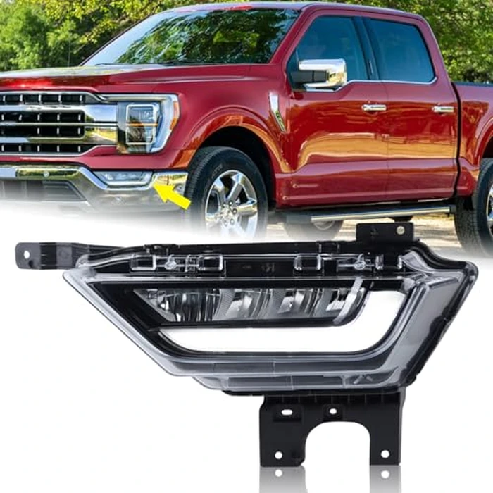 KAMDKI Left Driver Side LED Fog Light Compatible for 2021 2022 2023 Ford F150 F-150 Front Bumper Light W/Bulbs W/O Wiring Harness Driving Lamp Assembly LH FO2592259 19629200 ML3Z15201C by KAMDKI - Image 1