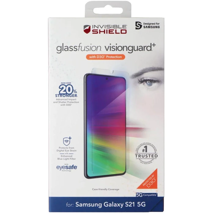 ZAGG InvisibleShield (GlassFusion VisionGuard+) Screen for Galaxy S21 5G - Clear by ZAGG - Refurbished - Brand New condition