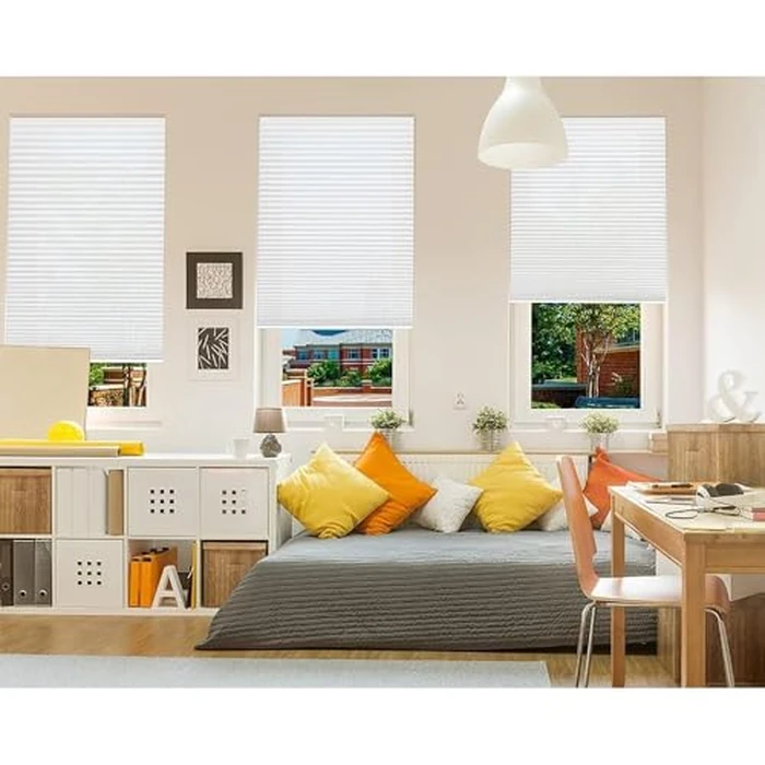 Redi Shade No Tools Easy Lift Trim-at-Home Cordless Pleated Light Filtering Fabric Shade White, 30" W x 64" L, (Fits Windows 19"-30") by Redi Shade - Image 8